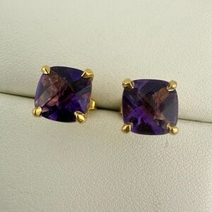 RARE Tiffany & Co. Amethyst Sparkler Earrings in 18k Yellow Gold